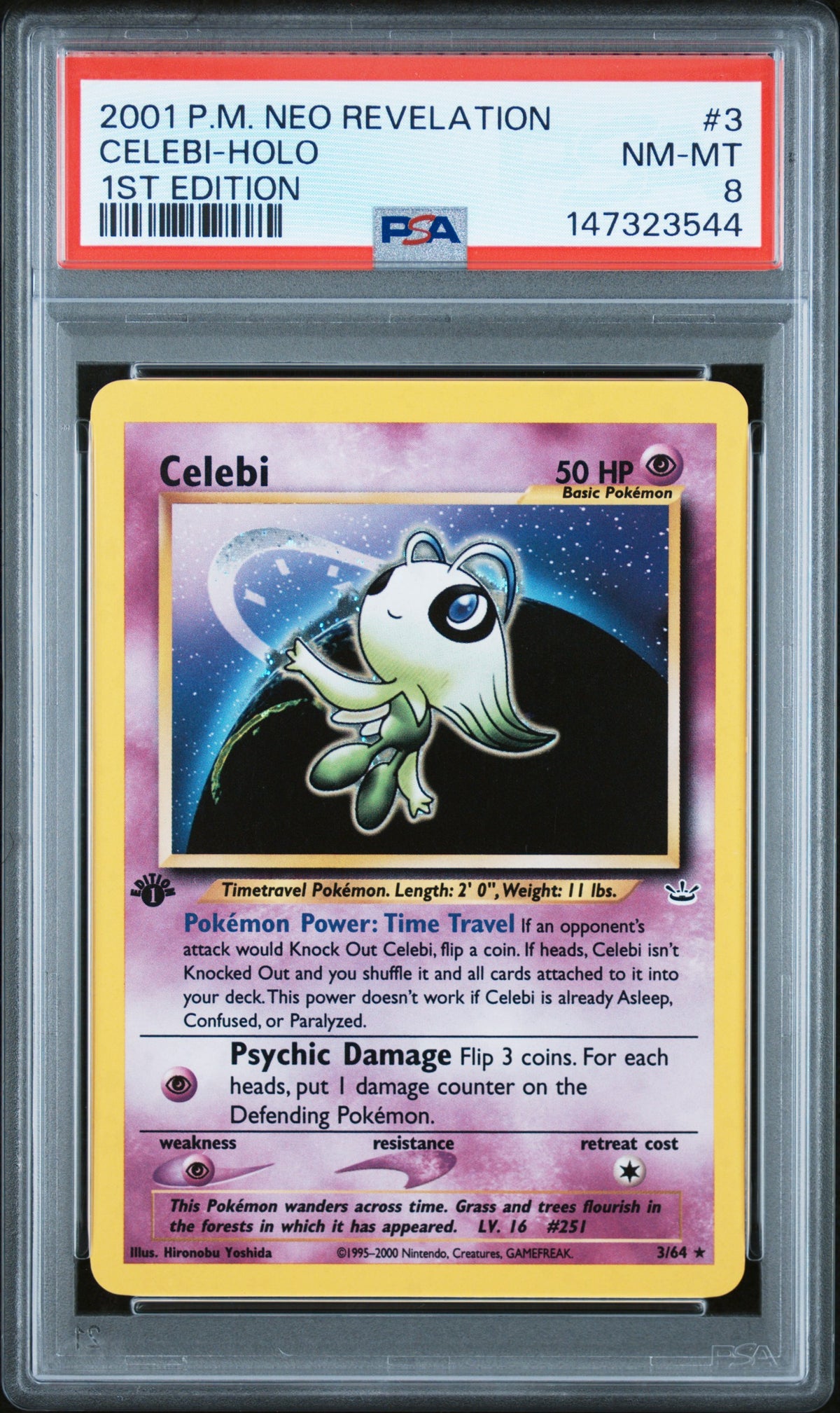 Celebi Holo 3/64 1st Edition Neo Revelation Pokemon PSA 8