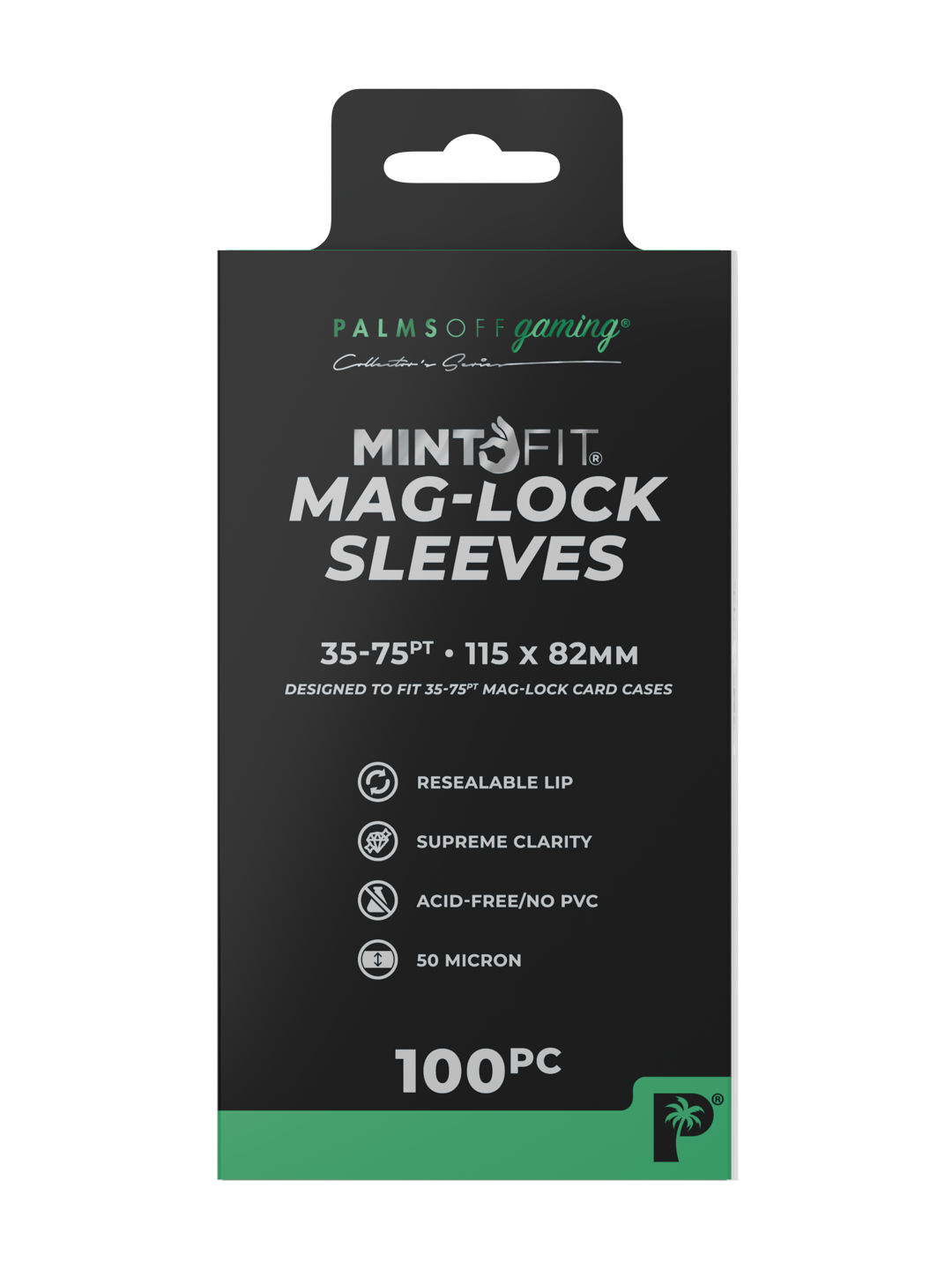 Palms Off Gaming MintFit Mag-Lock Card Case Sleeves (35pt-75pt) - 100pc