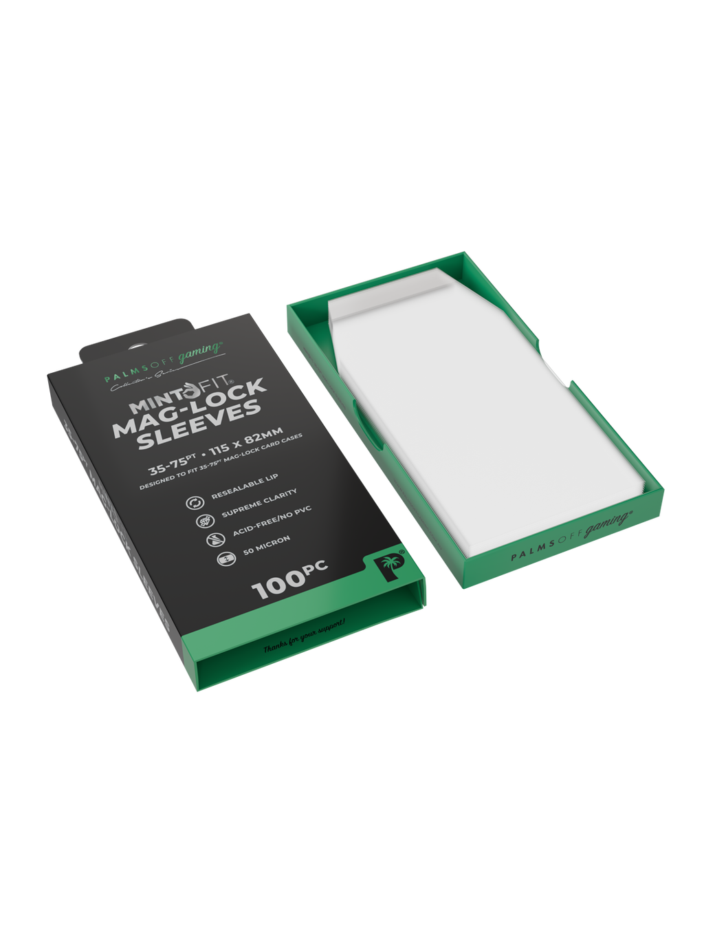 Palms Off Gaming MintFit Mag-Lock Card Case Sleeves (35pt-75pt) - 100pc