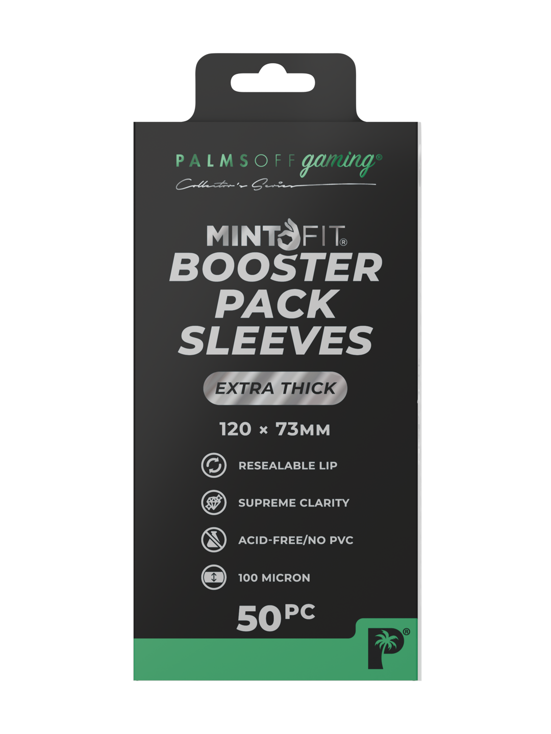 Palms Off Gaming MintFit Booster Pack Sleeves - Extra Thick 50pc