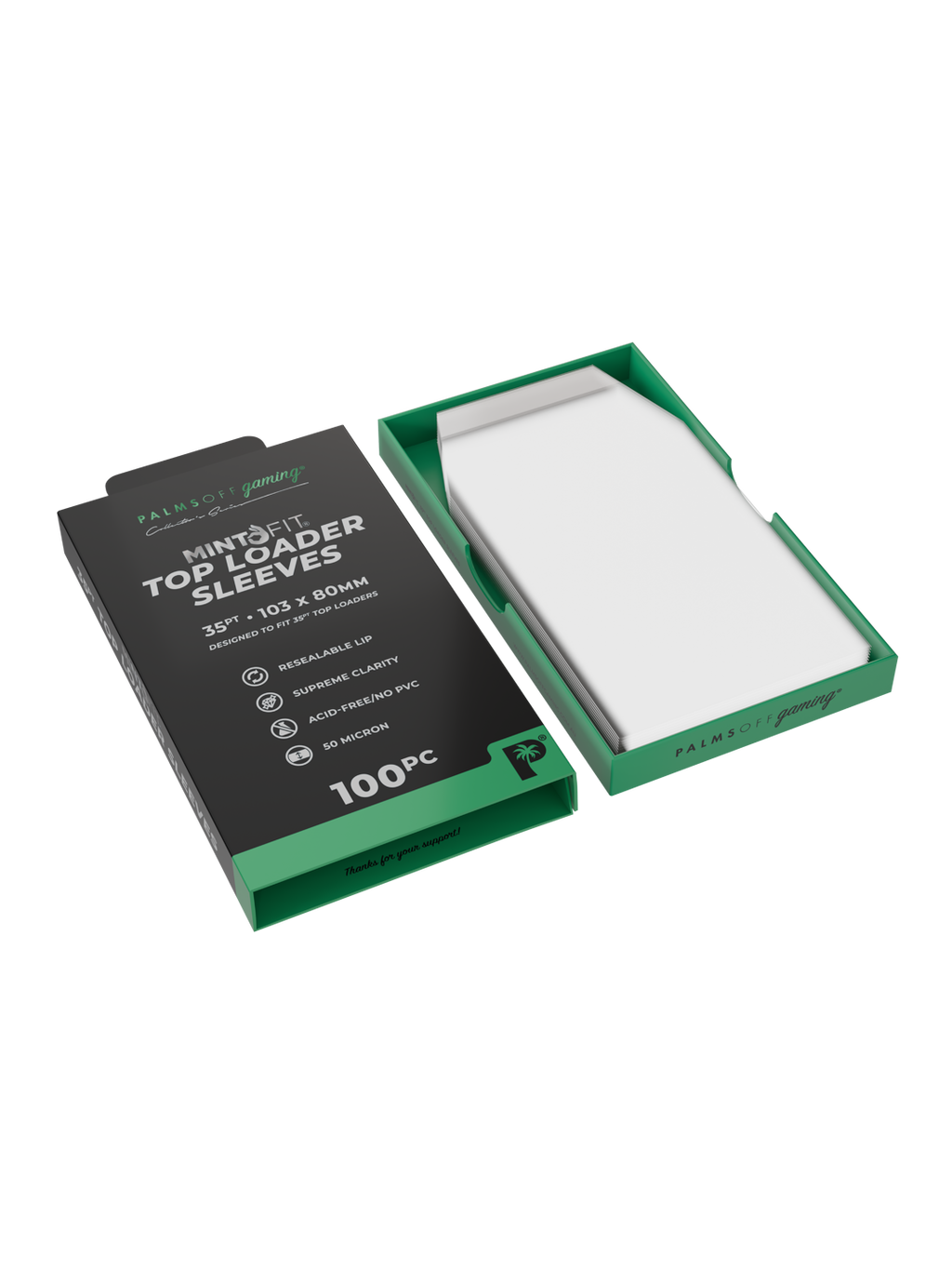 Palms Off Gaming MintFit Top Loader Sleeves - 35pt - 100pc