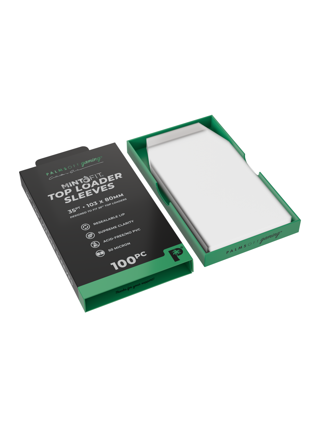 Palms Off Gaming MintFit Top Loader Sleeves - 35pt - 100pc