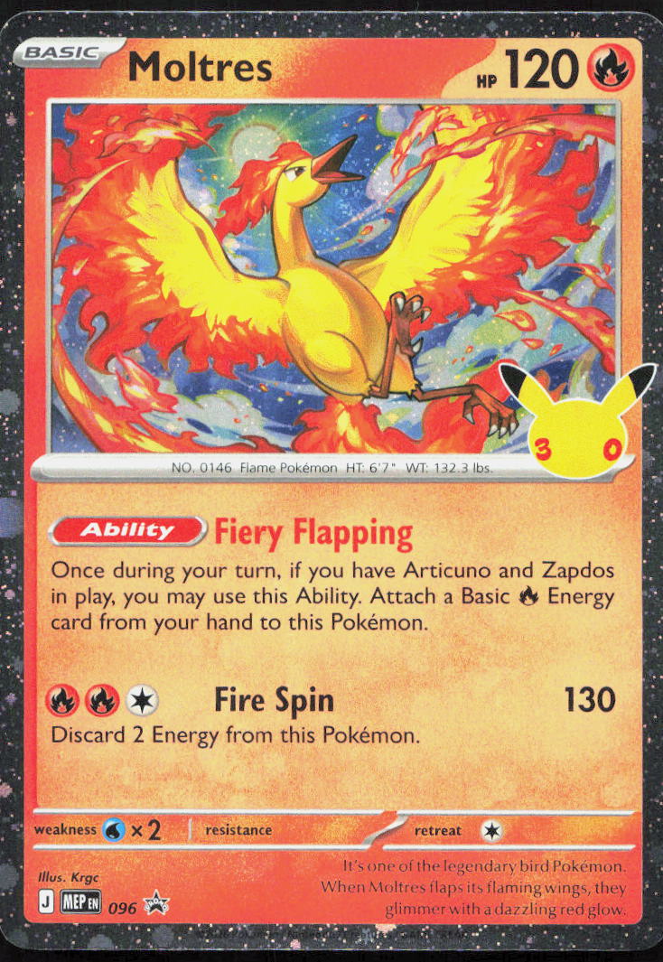 Moltres (30th Celebration) 096 Holo Promo ME: Mega Evolution Promo Pokemon