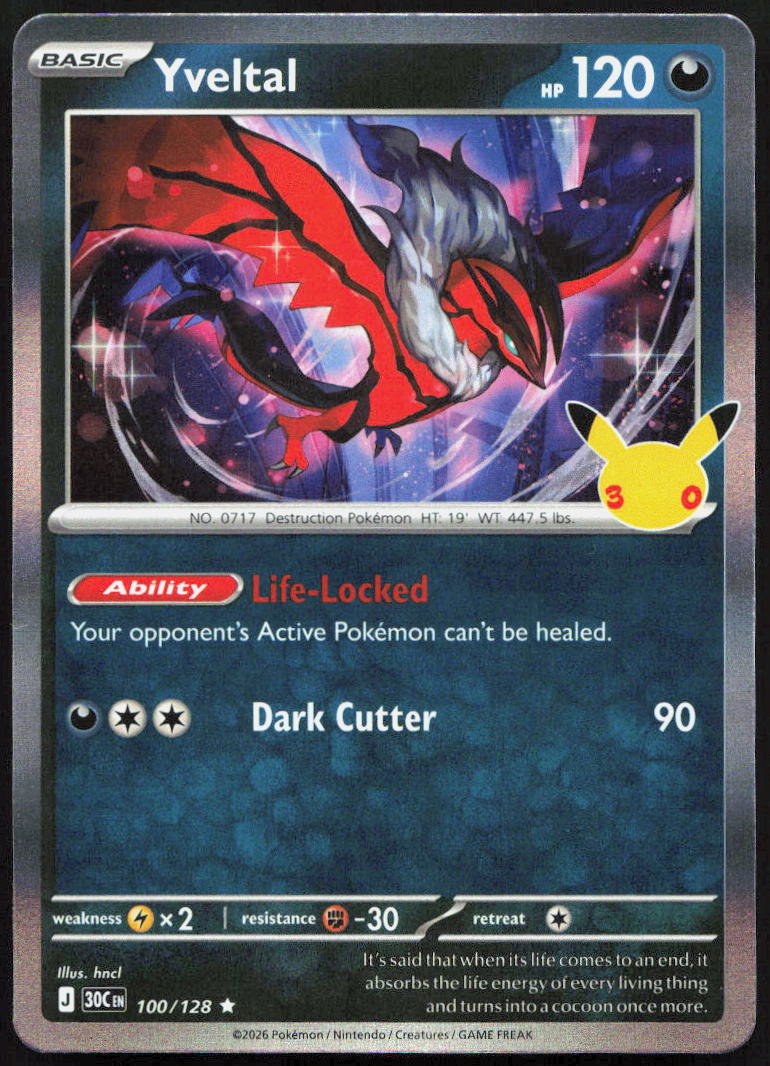 Yveltal 100/128 ME: 30th Celebration Pokemon Holo