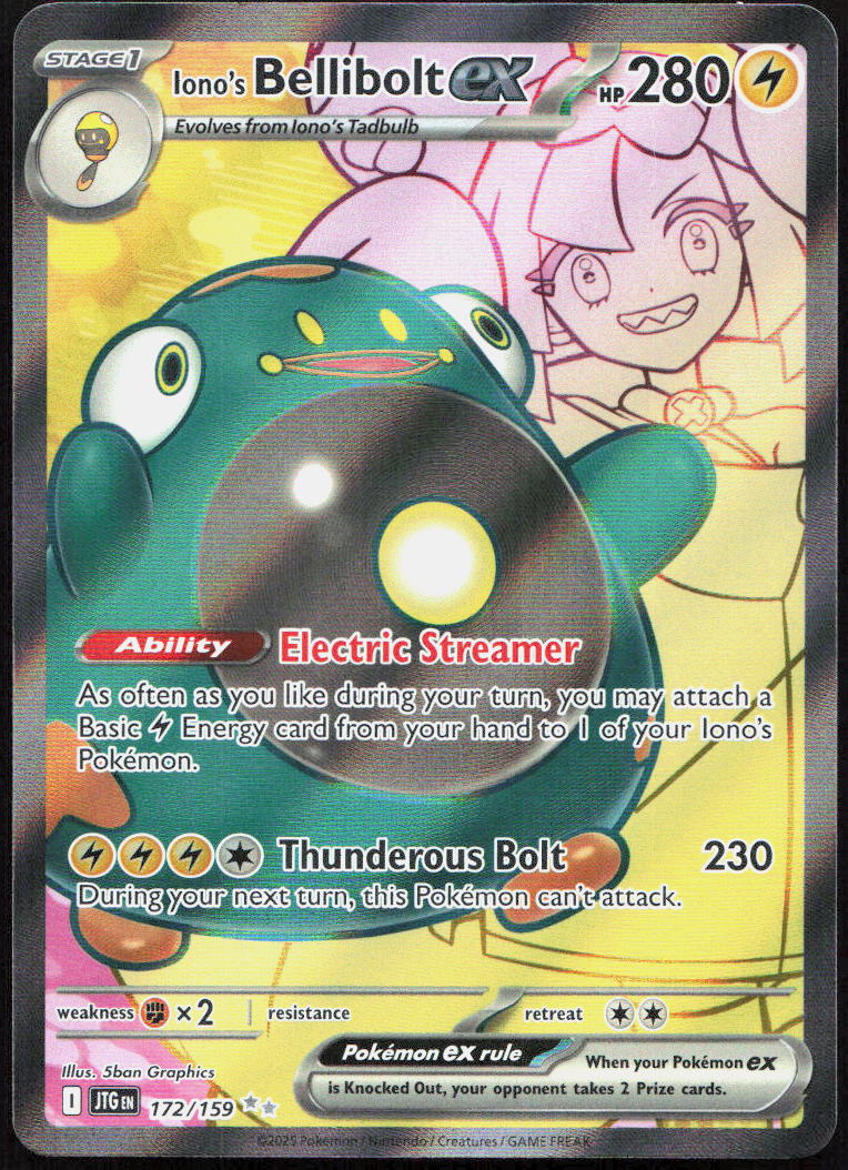 Iono's Bellibolt ex 172/159 Ultra Rare Journey Together Pokemon Lightly Played
