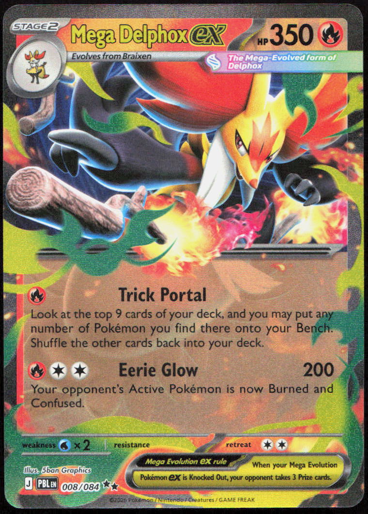 Mega Delphox ex 008/084 Double Rare Pitch Black Pokemon Holo