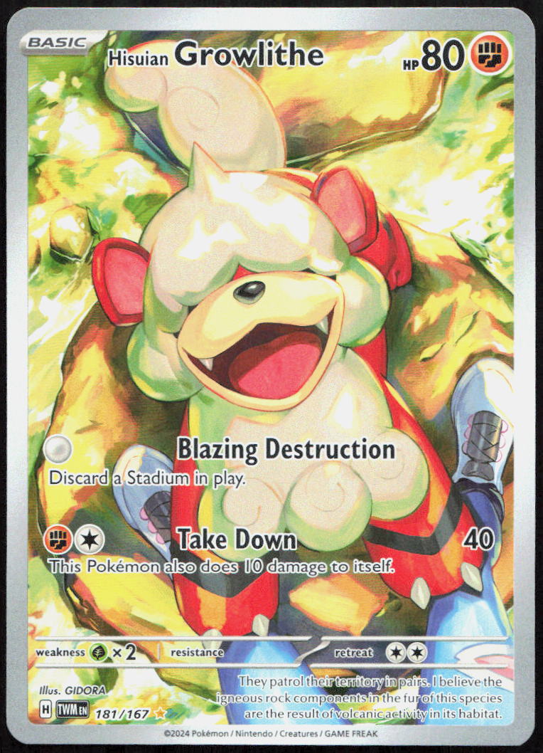 Hisuian Growlithe 181/167 Illustration Rare Twilight Masquerade Pokemon