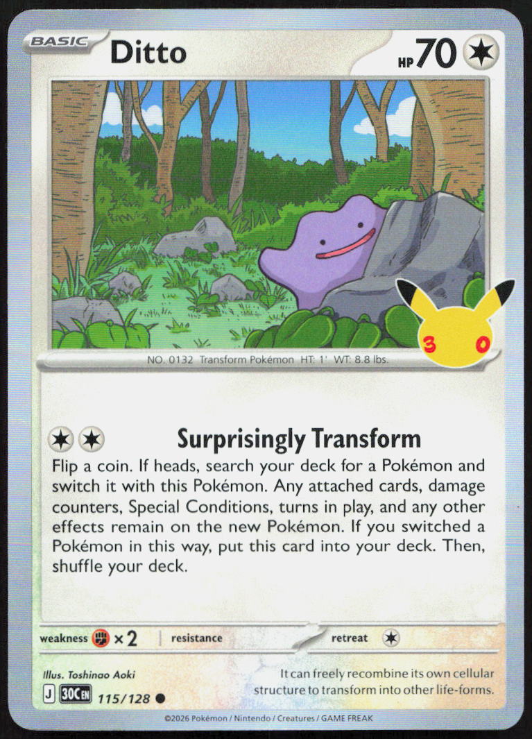 Ditto 115/128 Common ME: 30th Celebration Pokemon Holo