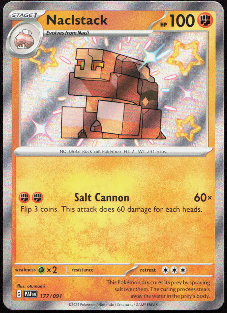 Naclstack 177/091 Shiny Rare Paldean Fates Pokemon Holo