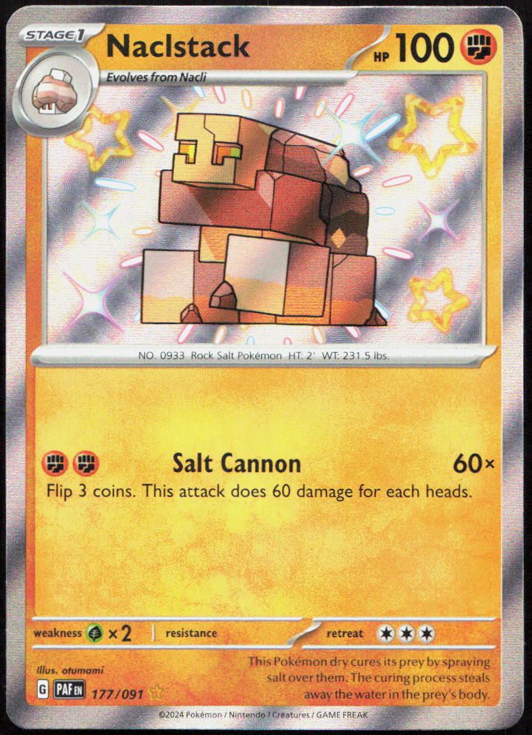 Naclstack 177/091 Shiny Rare Paldean Fates Pokemon Holo