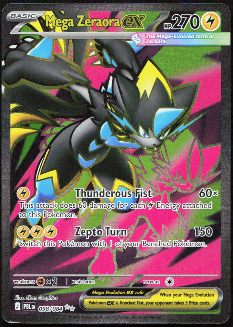 Mega Zeraora ex 098/084 Ultra Rare Pitch Black Pokemon Holo