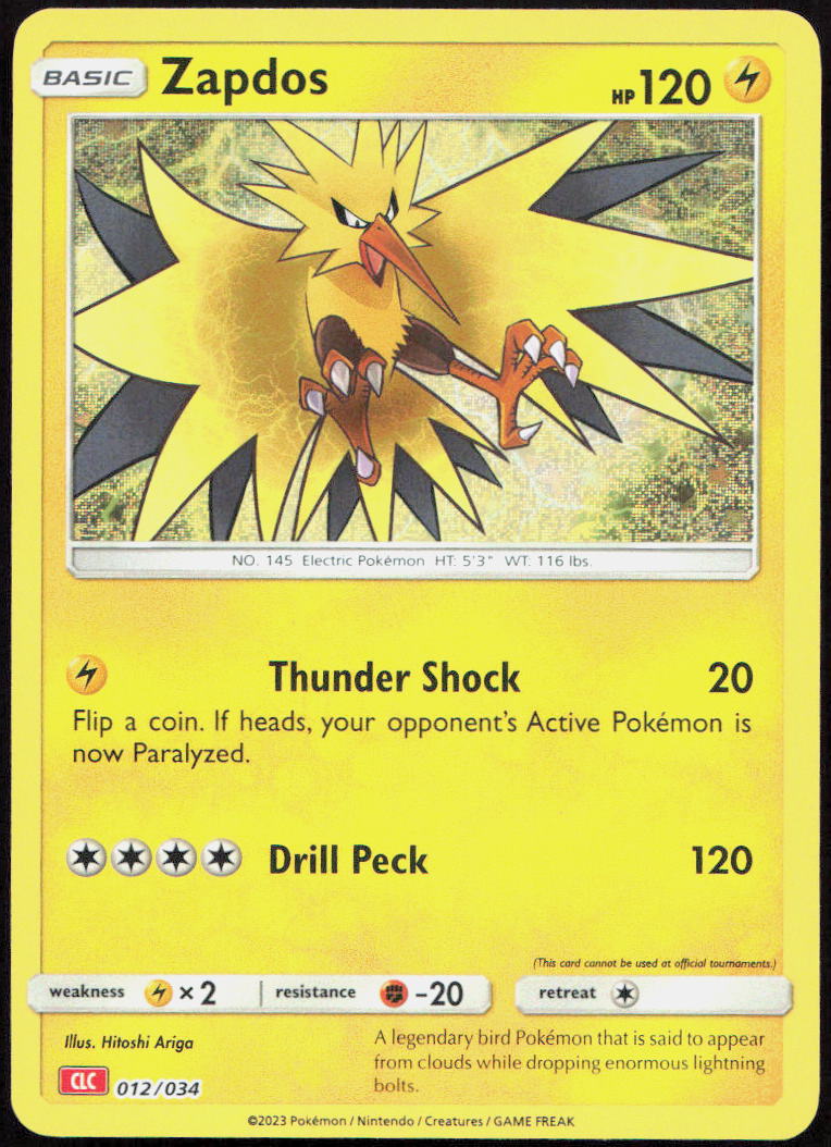 Zapdos 012/034 Holo Classic Collection Trading Card Game Classic Pokemon Holo