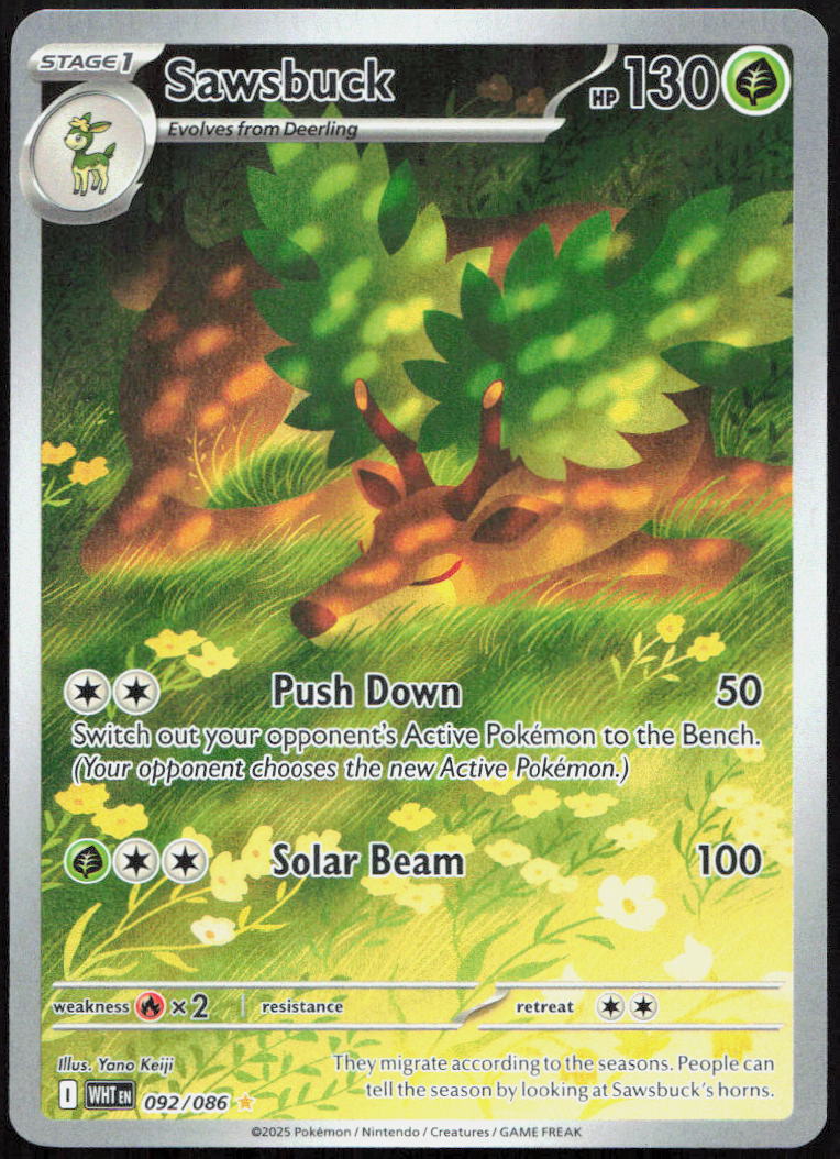 Sawsbuck 092/086 Holo Illustration Rare White Flare Pokemon
