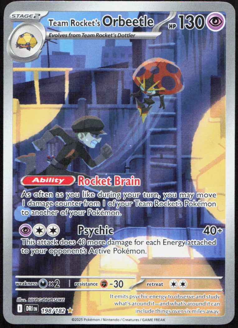 Team Rocket's Orbeetle 198/182 Illustration Rare Destined Rivals Pokemon
