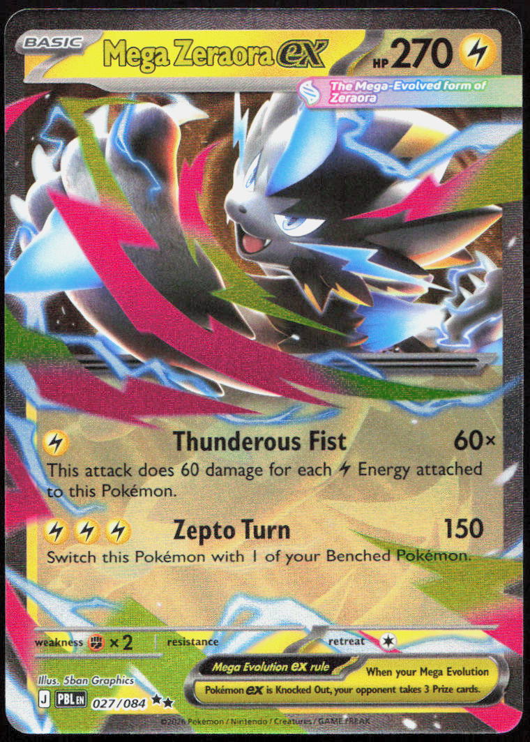 Mega Zeraora ex 027/084 Double Rare Pitch Black Pokemon Holo