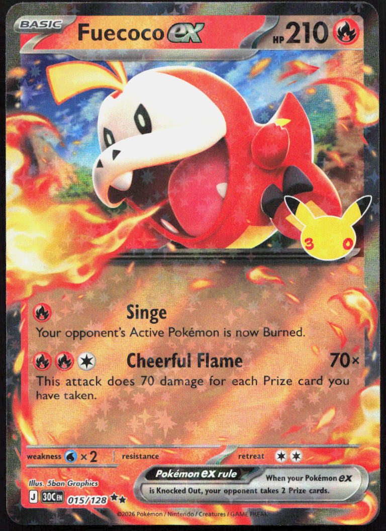 Fuecoco ex 015/128 Holo Double Rare ME: 30th Celebration Pokemon