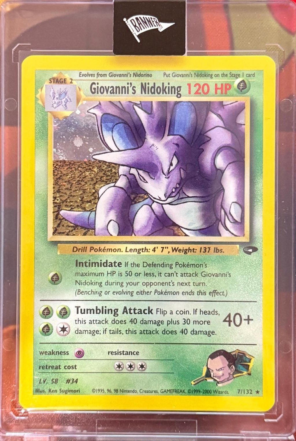 Giovanni's Nidoking 7/132 Rare Gym Challenge Pokemon Unlimited Holo