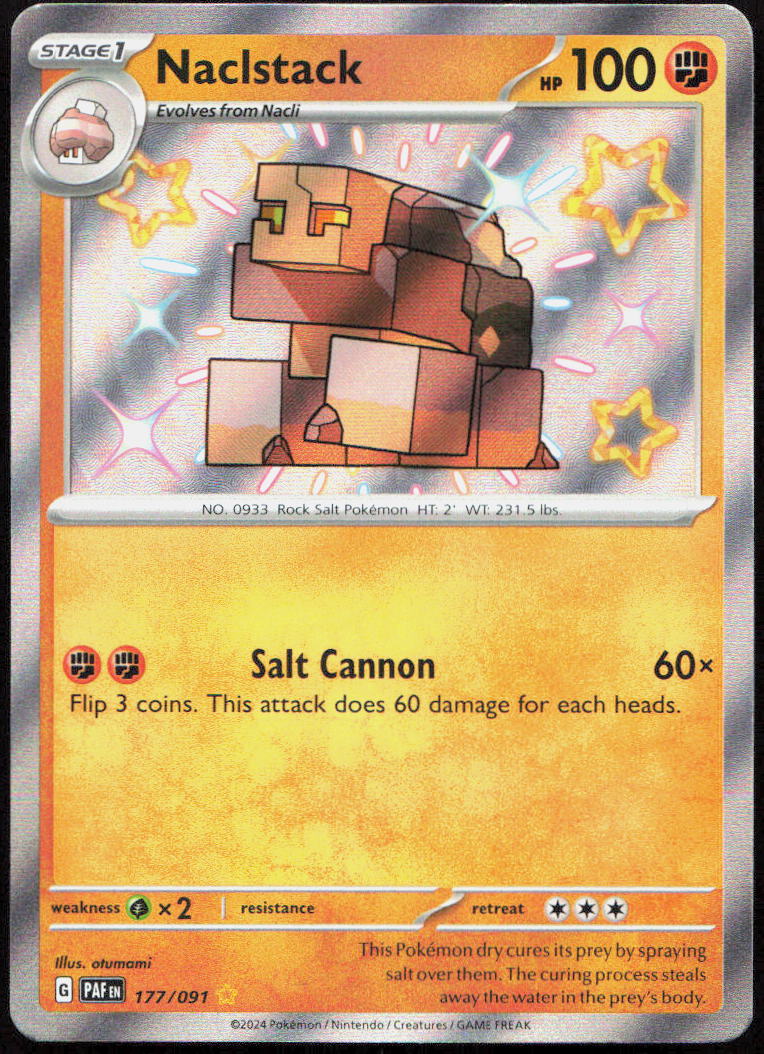 Naclstack 177/091 Shiny Rare Paldean Fates Pokemon Holo