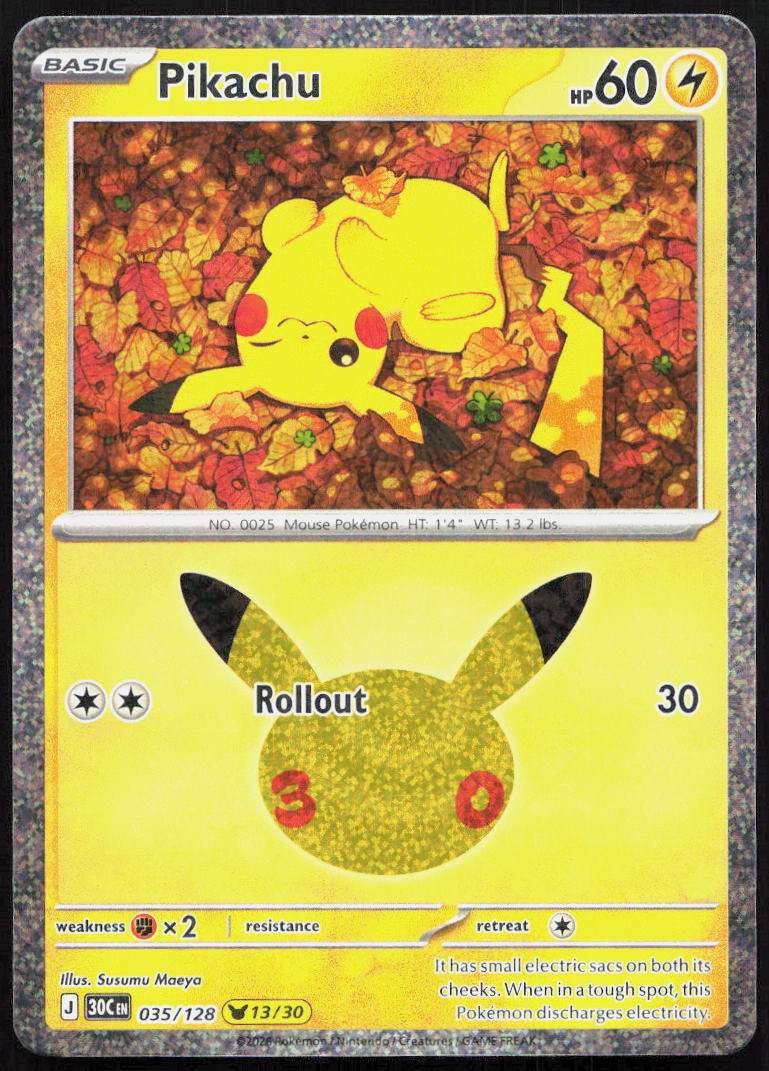 Pikachu 035/128 Holo Pikachu Rare ME: 30th Celebration Pokemon