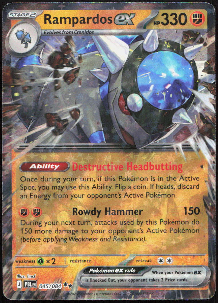 Rampardos ex 045/084 Double Rare Pitch Black Pokemon Holo