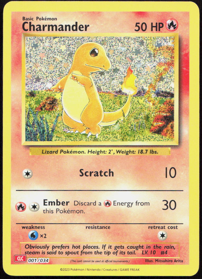 Charmander 001/034 Holo Trading Card Game Classic Pokemon Holo