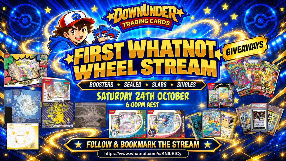 Down Under Trading Cards first Whatnot wheel stream — Saturday 24 October, 6:00pm AEST