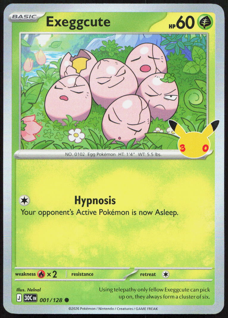 Exeggcute 001/128 Holo Common ME: 30th Celebration Pokemon