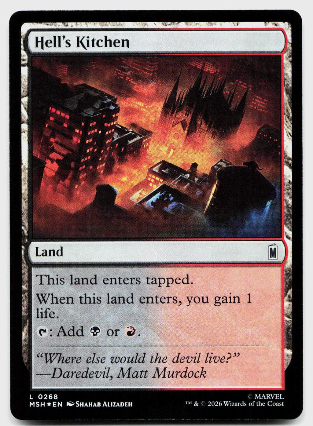 Hell's Kitchen 268 Land Marvel Super Heroes Magic: The Gathering Foil