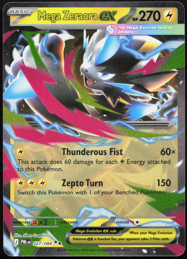 Mega Zeraora ex 027/084 Double Rare Pitch Black Pokemon Holo