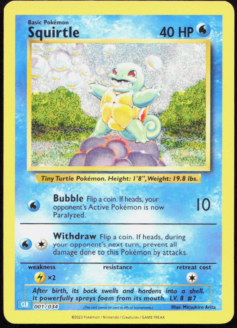 Squirtle 001/034 Holo Trading Card Game Classic Pokemon Holo
