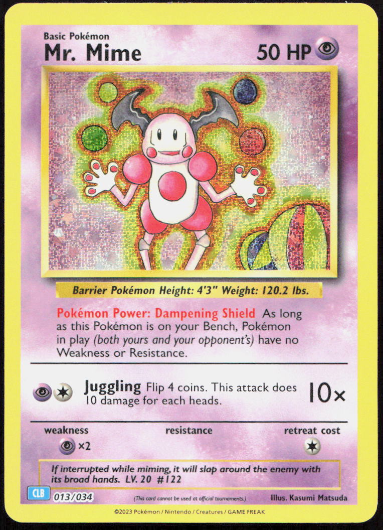 Mr. Mime 013/034 Holo Trading Card Game Classic Pokemon Holo