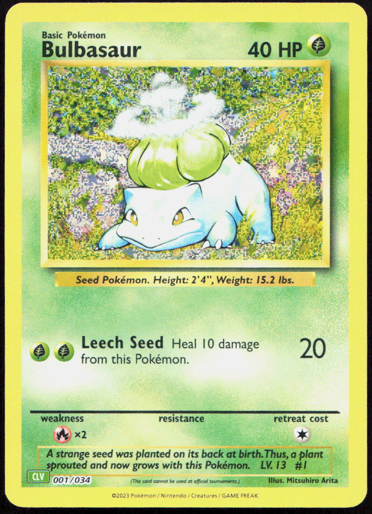 Bulbasaur 001/034 Holo Trading Card Game Classic Pokemon Holo