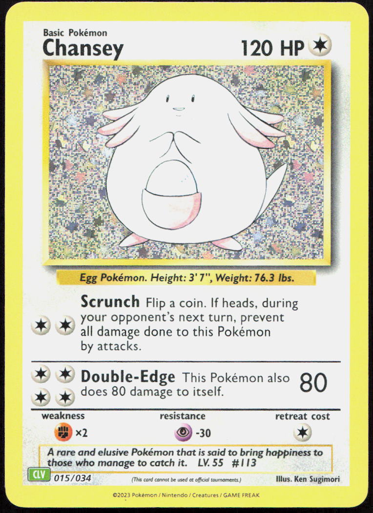 Chansey 015/034 Holo Trading Card Game Classic Pokemon Holo