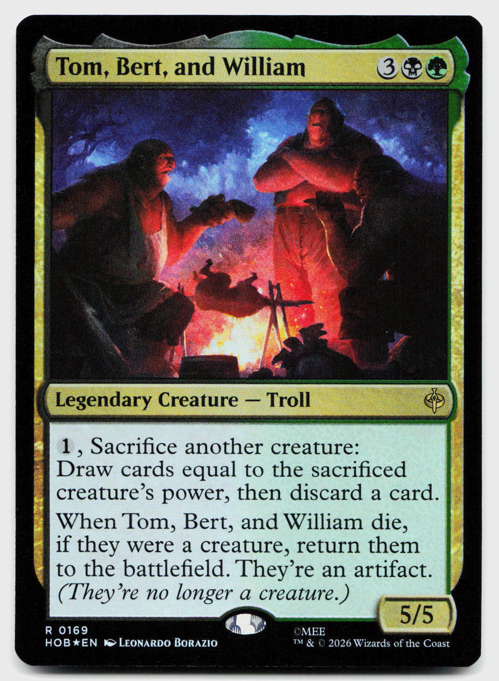 Tom, Bert, and William 169 Rare The Hobbit Magic: The Gathering Foil