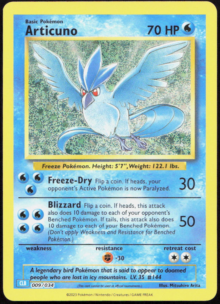 Articuno 009/034 Holo Trading Card Game Classic Pokemon Holo